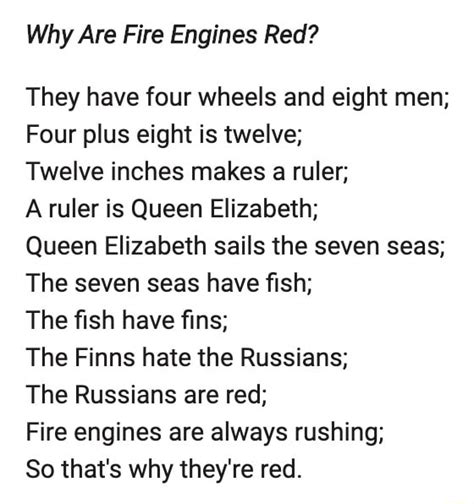 why are fire engines red poem